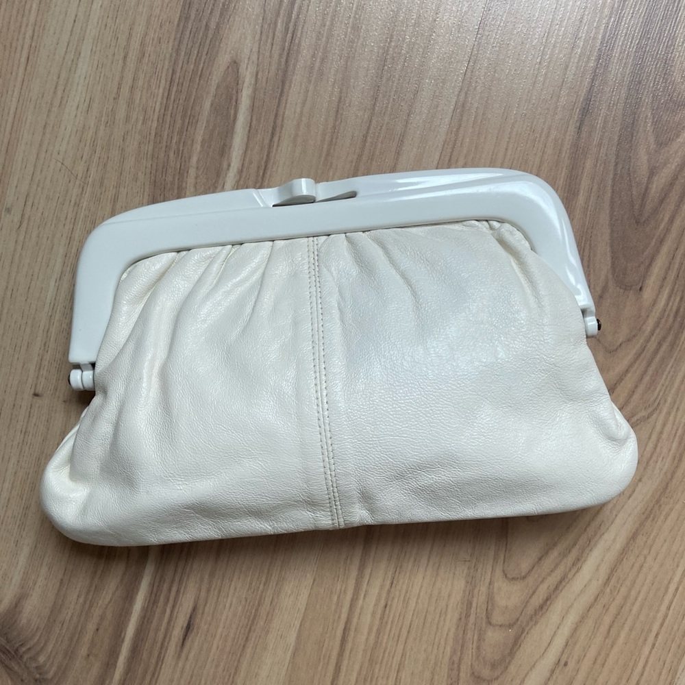 Vintage Eaton Cream/white leather Clutch Bag